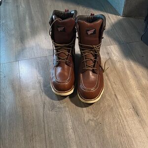 Brown Leather Boots with White Soles